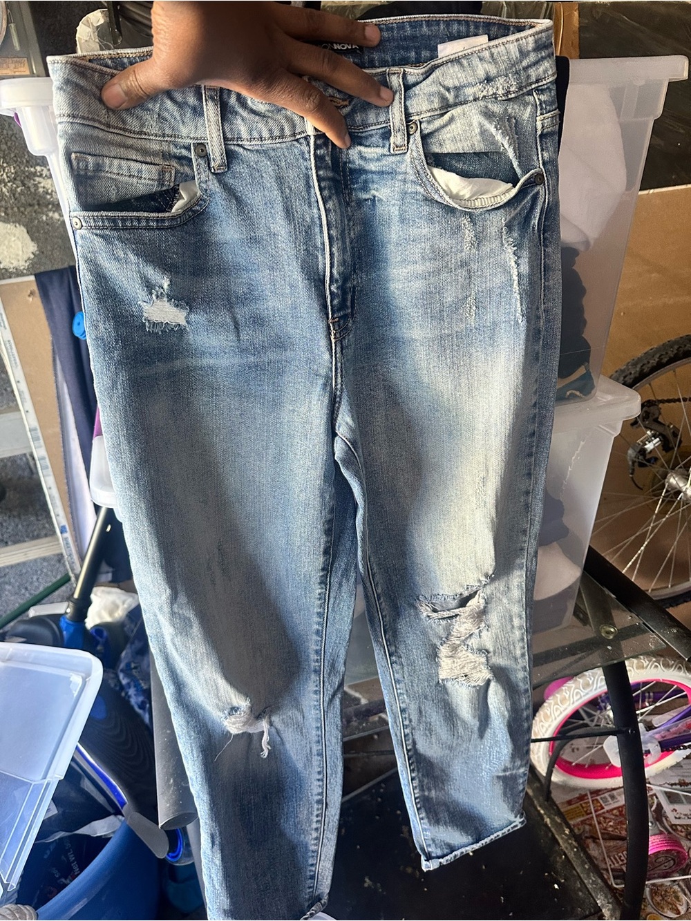 Light Wash Distressed Denim Jeans